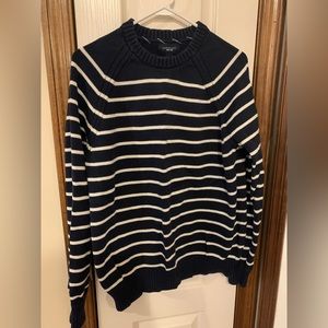 Lands’ End navy and white striped sweater, size large